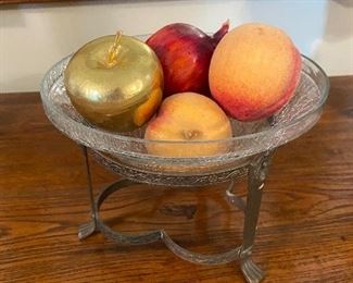Decorative glass/brass fruit bowl