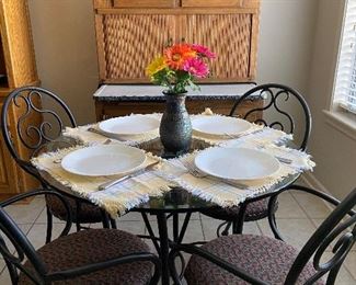 Metal/Glass round dinette table/4 chairs