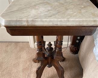 Pedestal base marble top end table - 
