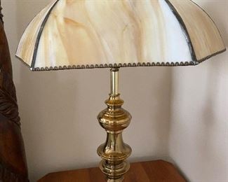 Lamp with slag glass shade