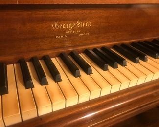 Vintage George Steck Console Piano With Bench ~ Located In Garage
