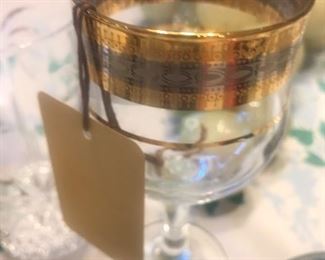  Gold & Silver Rim Wine Glasses