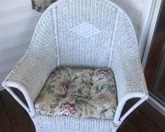 Old Wicker Chair With Cushion