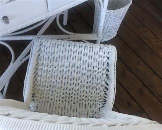 Old Wicker Vanity With Chair