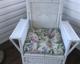 Old Wicker Chair With Cushion