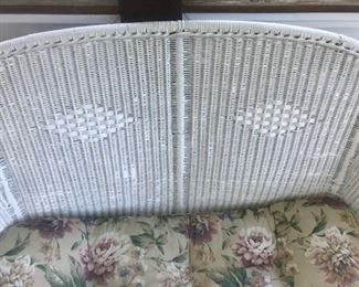 Old Wicker Settee With Cushion