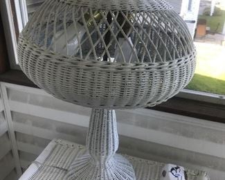Old Wicker Lamp With Shade