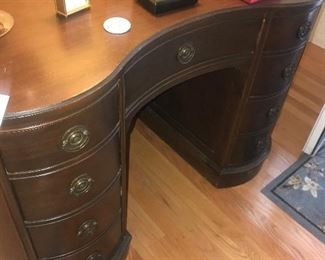 Vintage 1940's Mahogany Kidney Shaped Desk