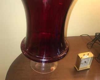 Vintage Red And Clear Glass Vase