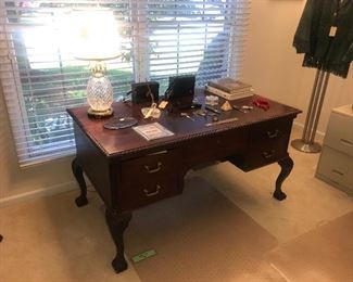 Antique Chippendale Style Mahogany Ball And Claw Desk