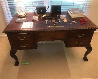 Antique Chippendale Style Mahogany Ball And Claw Desk