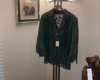 Pioneer Ware Green Fringed Leather Jacket