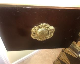 Vintage Korean Chest With Brass Decorations