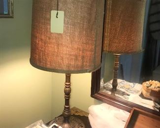 Vintage Brass Lamp With Shade