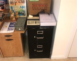File Cabinet And Desk In Basement