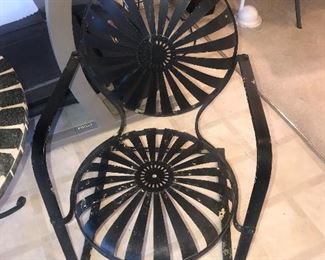 Vintage Francois Carre SUNBURST Art Deco Bouncer Arm Chair ~ Two Available