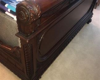 Antique Hand Carved Mahogany Sleigh Bed With Matching Dresser ~ Full Size