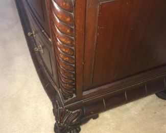 Antique Hand Carved Mahogany Sleigh Bed With Matching Dresser ~ Full Size