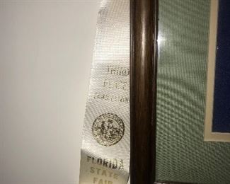 Framed Crewel Work Fruit Basket ` Won Third Place Florida State Fair
