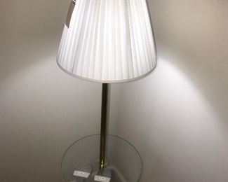 Brass Floor Lamp With Shade And Table