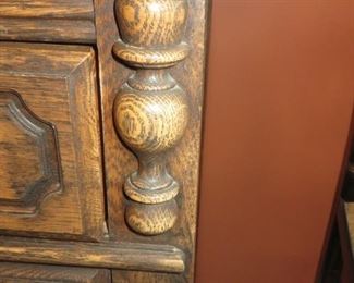 75% Off Now $100  $395 Jacobean Style Oak Sideboard, Early to Mid 20th Century