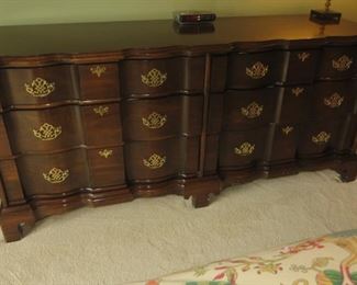   Harden Walnut Block Front Dresser on Bracket Feet with Mirror
