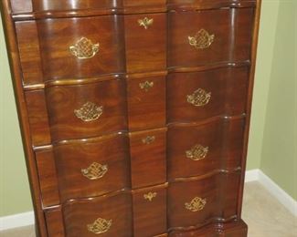  Harden Walnut Tall Block Front Chest of Drawers on Bracket Feet
