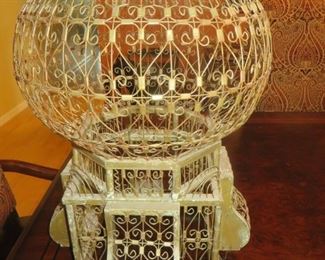 Antique Wood & Wire Bird Cage Balloon Dome 
