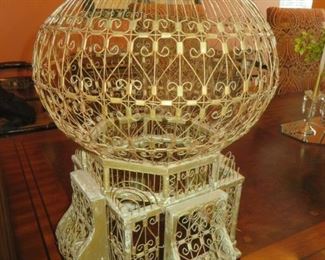 Antique Wood & Wire Bird Cage Balloon Dome