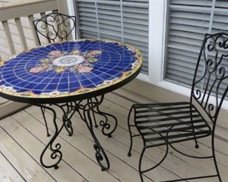 Bistro 3pcs Set Table Tile Top & Chairs
