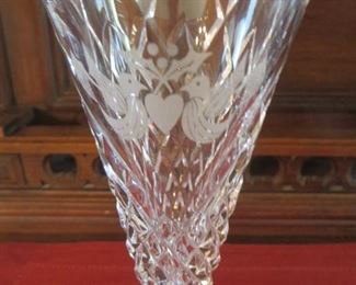 50% off now  $17.50 was $35 WATERFORD MILLENNIUM SERIES PEACE Cut Crystal Fluted Champagne Glasses (pair)