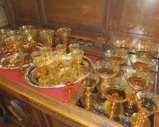  Amber Depression glass Stemware LOT
