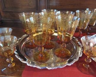  Amber Depression glass Stemware LOT