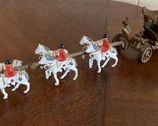 Miniature metal horses and carriage
