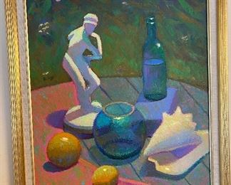 Shawn Whittington painting , “ still life with blue glass vase “ 16” x 20”