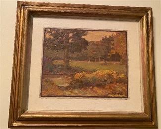 Christen Craven Barnard oil painting, “Small Pond” 11” x 9”