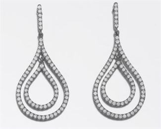  Pair of Diamond Drop Earrings 