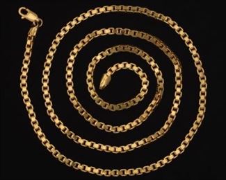 14k Gold QGI Box Link Chain Necklace 