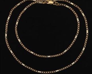 18k Gold Fancy Baby Curb Link and Bar Chain Necklace 
