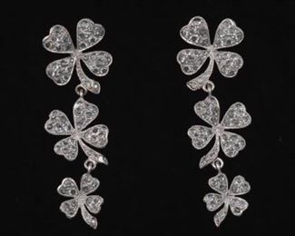 A Pair of Rose Cut Diamond Clover Drop Earrings 