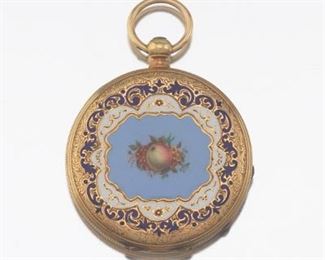Antique Charles Oudin A Paris, F.W.  Co. 18k Gold and Enamel Pocket Watch 
