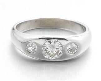 Art Deco Gold and Three Diamond Ring 