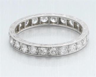 Art Deco Style Platinum and Diamond Eternity Band 