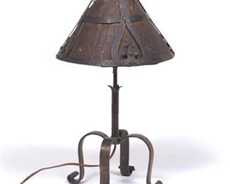 Arts and Crafts Wrought Iron Table Lamp