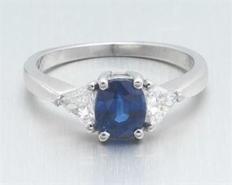 Black, Star  Frost Ladies Platinum, Blue Sapphire and Diamond Ring 