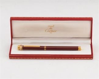 Cartier Must de Vendome Ball Point Pen, Box and Seven Extra Ink Cartridges 