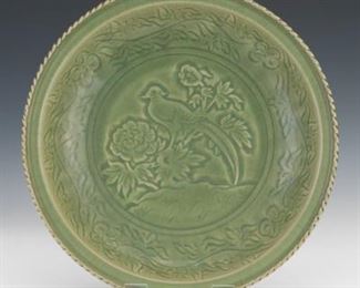 Chinese Carved Yaozhou Celadon Large Bowl, Northern SongJin Dynasty Style 