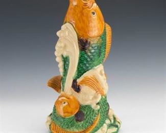 Chinese Large Sancai Glazed Pottery Figural Vase, 