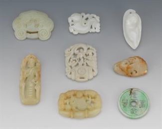 Collection of Eight Carved Jade Pieces 
