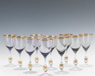 Crystal Red Wine Glasses, Set of Ten